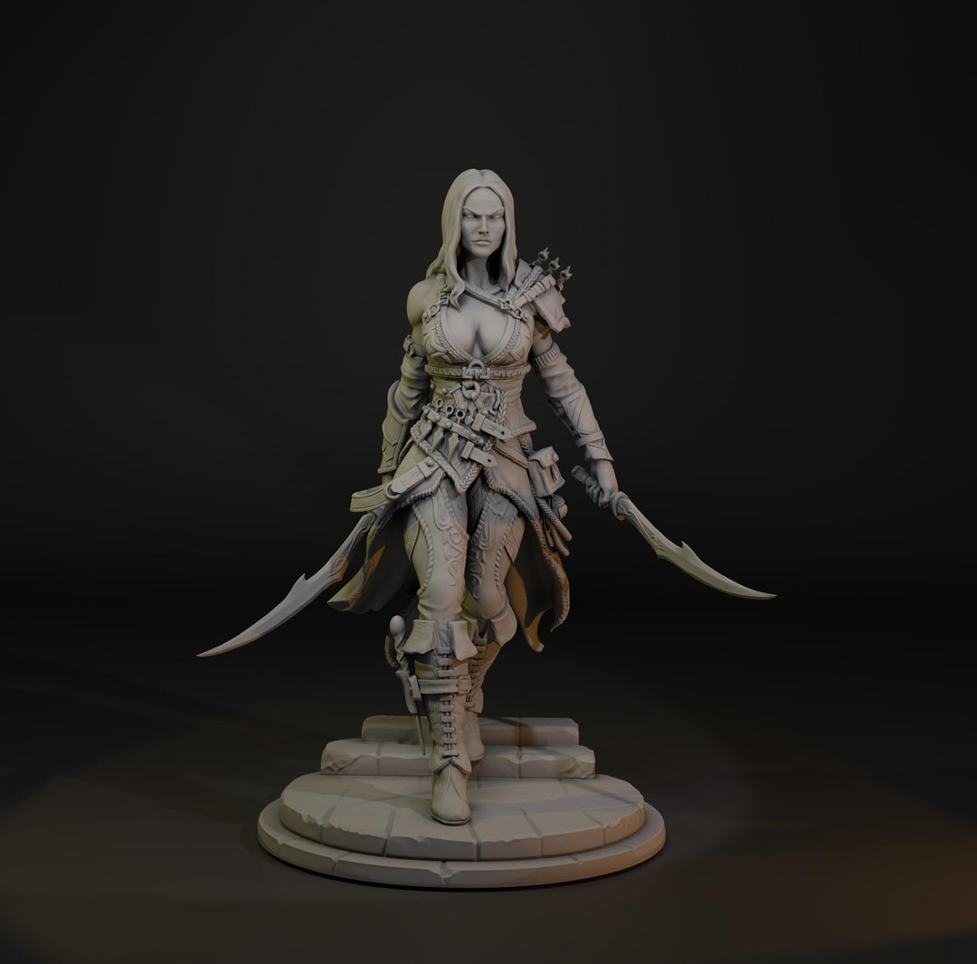 Female Rogue Assassin Miniature | Zylah Character | Resin RPG Figure | 28mm 32mm 54mm 75mm 100mm