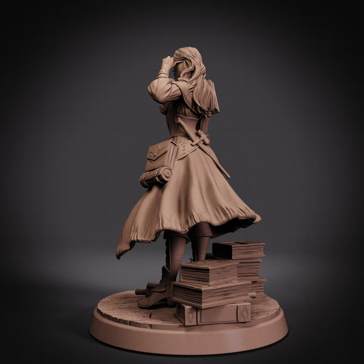 Female Wizard Miniature | Diviner Mage with Book | Resin 28mm 32mm 54mm 75mm 100mm