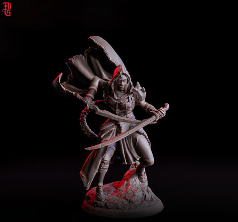 Human Female Rogue, Assassin, also No Mask PC / NPC DnD, Unpainted | 5 Sizes /Scales