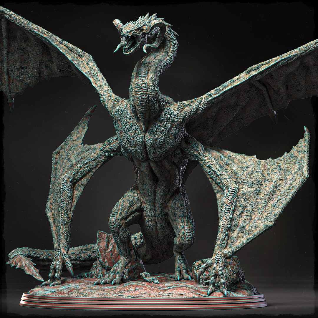 Copper Dragon (4 sizes) D&amp;D Miniature | 145mm High, 285mm Wing Span | Resin Dragon Statue