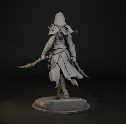 Female Human Rogue Assassin, Paintedornot Original Design UNPAINTED Mini D&D | 5 Sizes /Scales