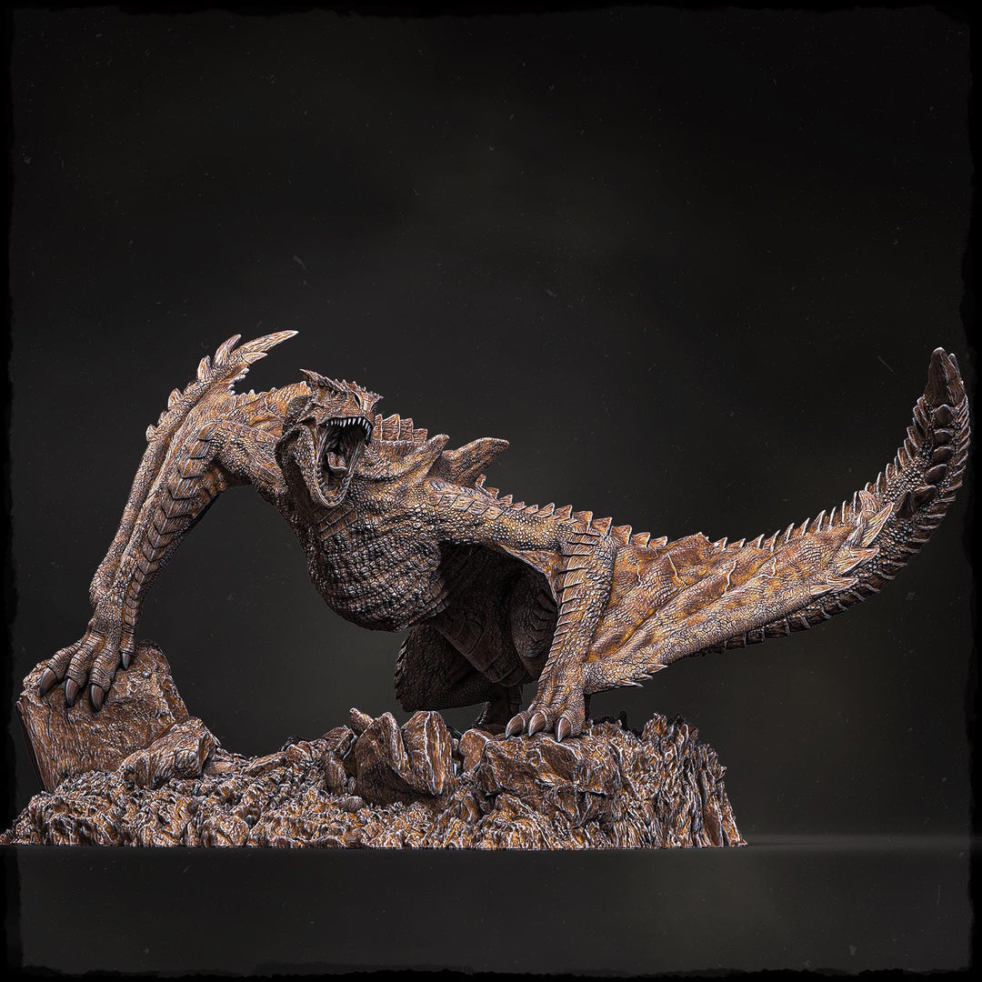 Elder Blue Dragon (4 sizes) D&amp;D 5e Unpainted Miniature | 250mm Long on Cliff | Resin Dragon Statue