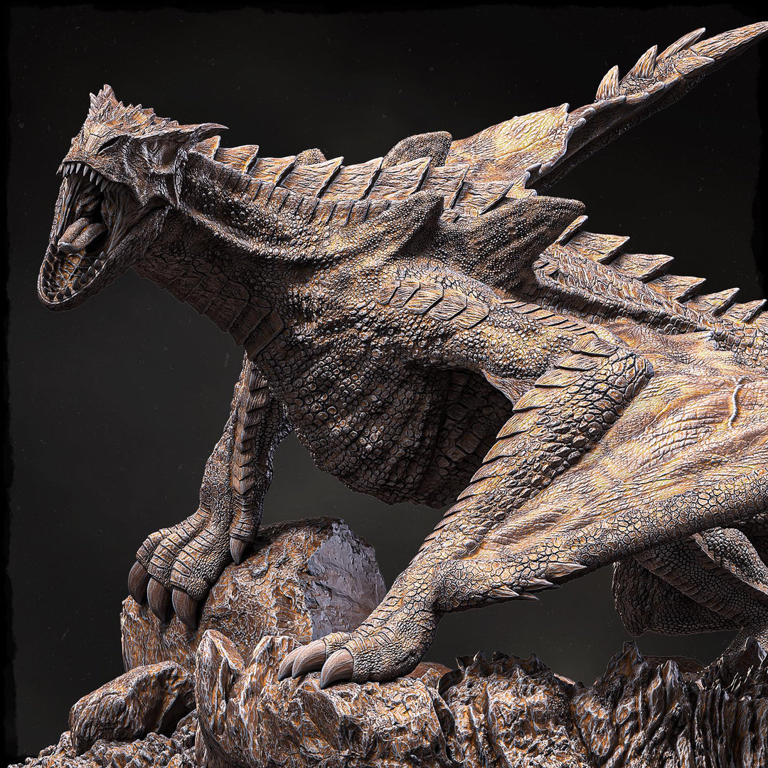 Elder Blue Dragon (4 sizes) D&D 5e Unpainted Miniature | 250mm Long on Cliff | Resin Dragon Statue