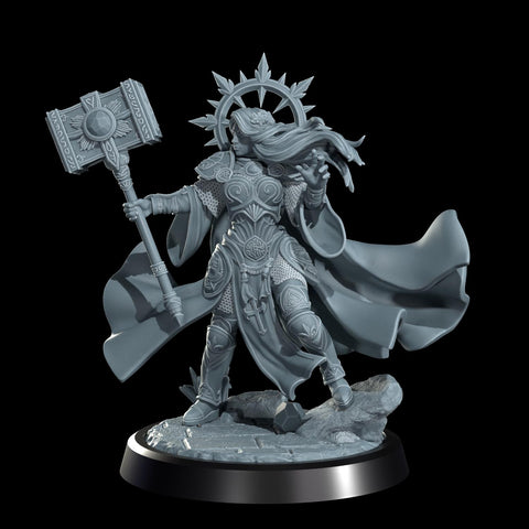 Female Cleric Light Domain, Paladin Miniature | 5 Sizes /Scales | Dungeons and Dragons Pathfinder