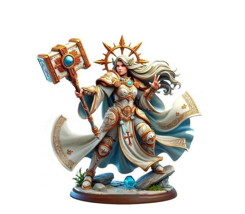 Female Cleric Light Domain, Paladin Miniature | 5 Sizes /Scales | Dungeons and Dragons Pathfinder