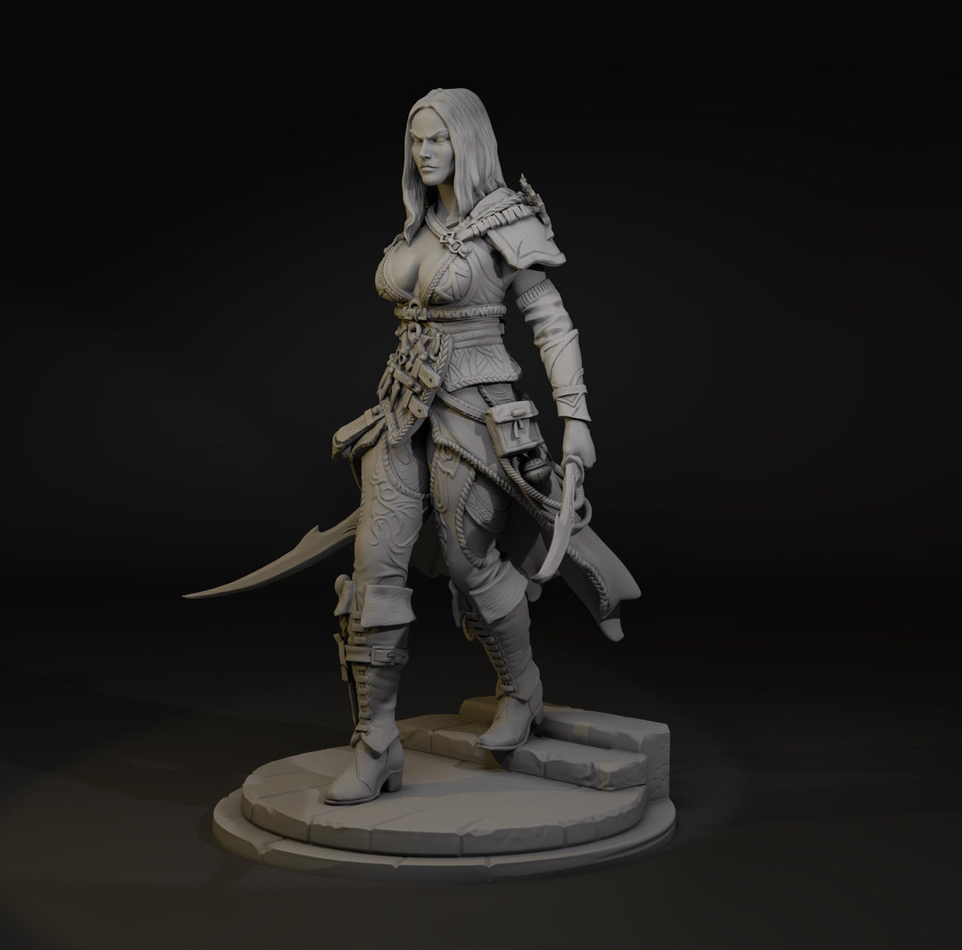 Female Rogue Assassin Miniature | Zylah Character | Resin RPG Figure | 28mm 32mm 54mm 75mm 100mm