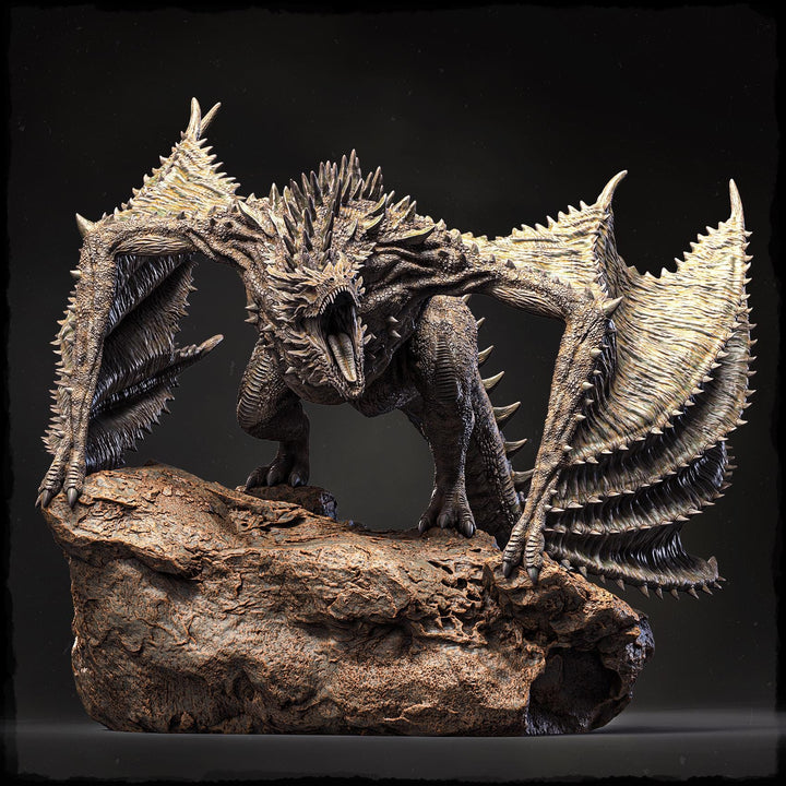 Elder Wyvern (4 sizes) D&amp;D 5e Unpainted Miniature | 250mm Long, 280mm Wing Span | Resin Dragon Statue