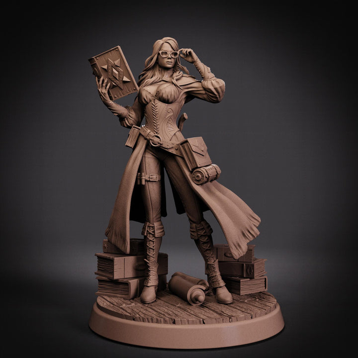 Female Wizard Miniature | Diviner Mage with Book | Resin 28mm 32mm 54mm 75mm 100mm
