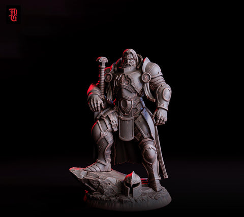 Human Paladin Fighter Greatsword Knight | Unpainted Resin Miniature | D&D 5e Hero | 5 Scales