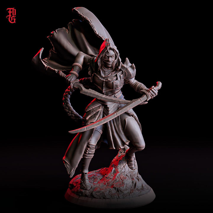 Human Female Rogue, Assassin, also No Mask PC / NPC DnD, Unpainted | 5 Sizes /Scales