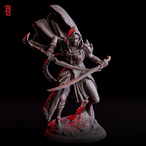 Human Female Rogue, Assassin, also No Mask PC / NPC DnD, Unpainted | 5 Sizes /Scales