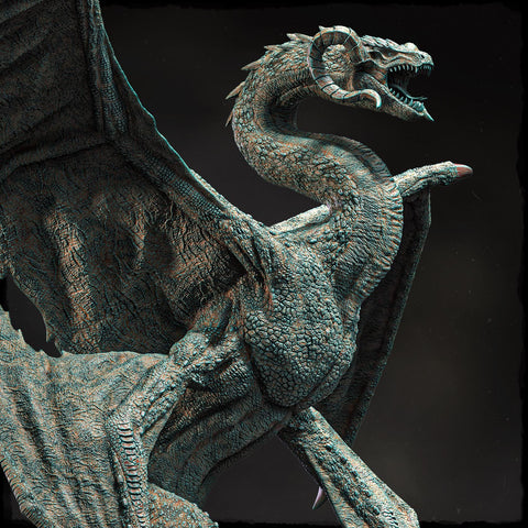 Copper Dragon (4 sizes) D&D Miniature | 145mm High, 285mm Wing Span | Resin Dragon Statue