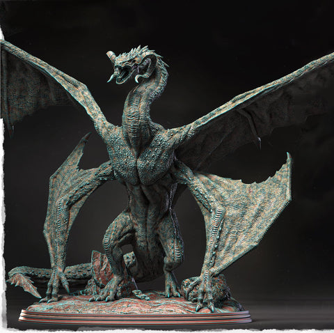 Copper Dragon (4 sizes) D&D Miniature | 145mm High, 285mm Wing Span | Resin Dragon Statue