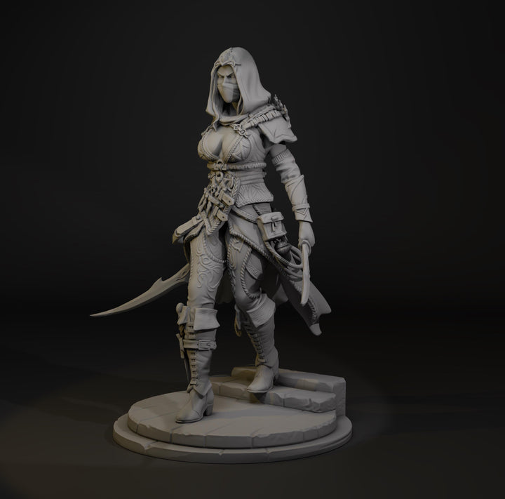 Female Rogue with Daggers, PaintedOrNot Original Design Unpainted Mini | 5 Sizes /Scales