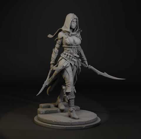 Female Human Rogue Assassin, Paintedornot Original Design UNPAINTED Mini D&D | 5 Sizes /Scales