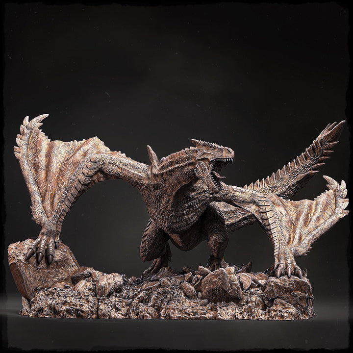 Elder Blue Dragon (4 sizes) D&amp;D 5e Unpainted Miniature | 250mm Long on Cliff | Resin Dragon Statue