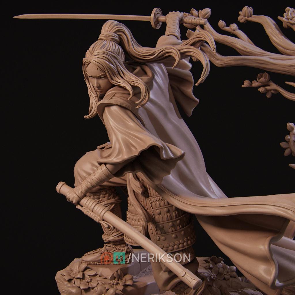 Female Samurai Fighter Kensei Monk Hero Ronin D&amp;D 5e Miniature 5 Scales Unpainted Resin
