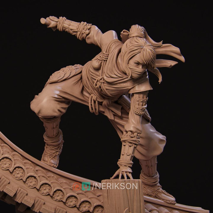 Female Ninja Rogue Shadow Monk Miniature | Head Variants | 5 Scales | Unpainted D&amp;D 5e