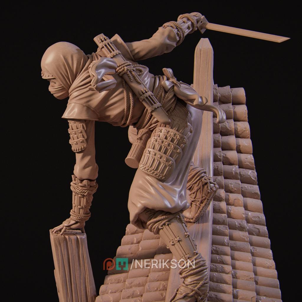 Female Ninja Rogue Shadow Monk Miniature | Head Variants | 5 Scales | Unpainted D&amp;D 5e