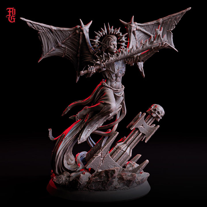 Dark Celestial Winged Warrior | Unpainted Miniature| 5 Sizes/Scales | Tabletop RPG Mini