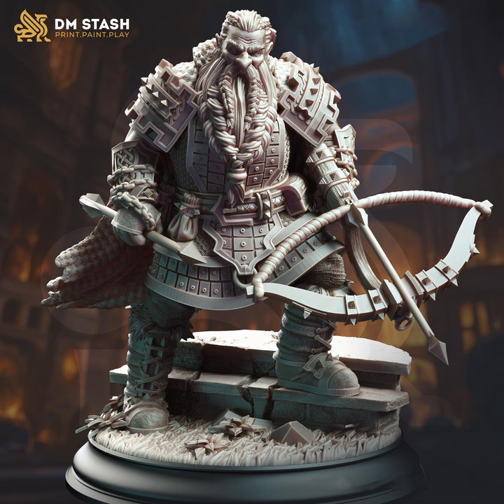 Dwarf Ranger Fighter Crossbow Expert Miniature Unpainted Resin D&amp;D 5e Pathfinder 5 Scales Boss