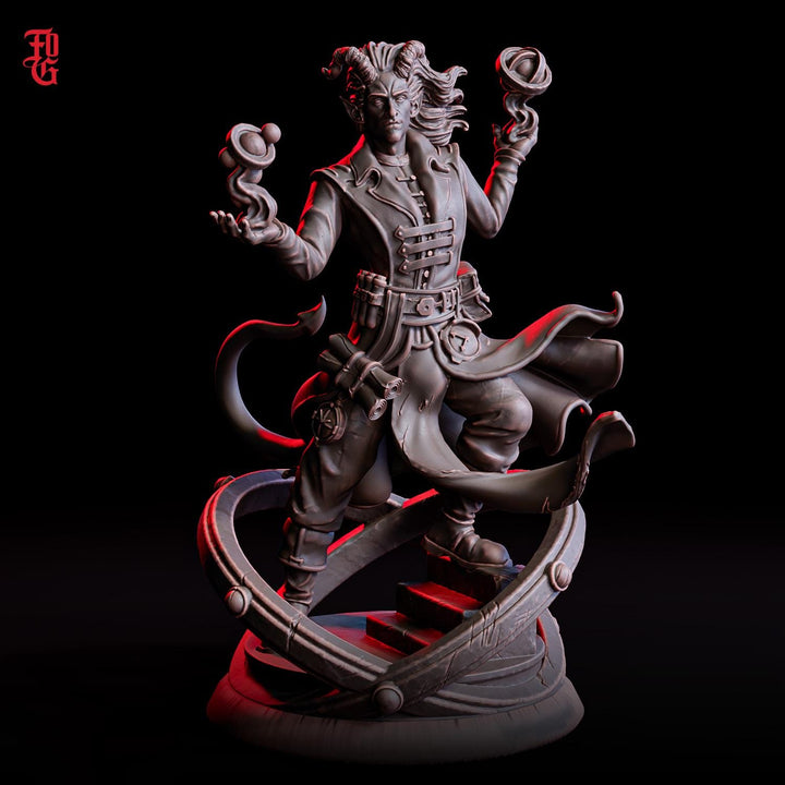 Tiefling Lunar Sorcerer, Wizard Chronurgy | 5 Scales | Unpainted Resin D&amp;D 5e Miniature