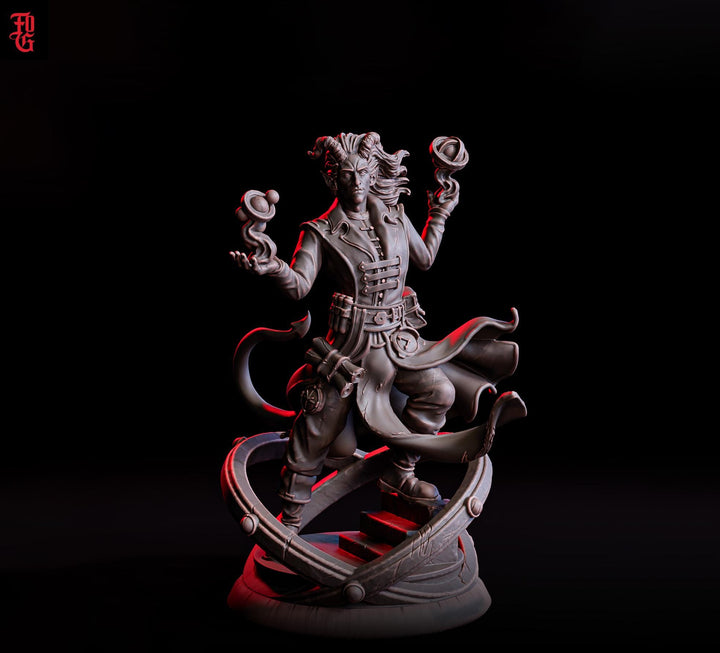 Tiefling Lunar Sorcerer, Wizard Chronurgy | 5 Scales | Unpainted Resin D&amp;D 5e Miniature