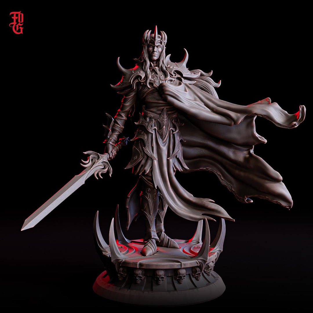 Fallen Paladin Shadow Knight Miniature Unpainted Resin D&D 5e Pathfinder 5 Scales Boss Hero