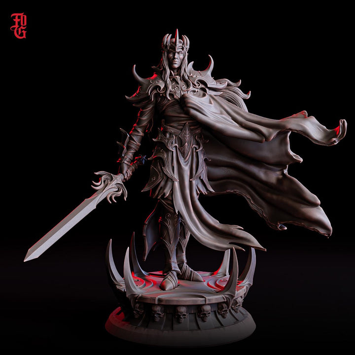 Fallen Paladin Shadow Knight Miniature Unpainted Resin D&amp;D 5e Pathfinder 5 Scales Boss Hero