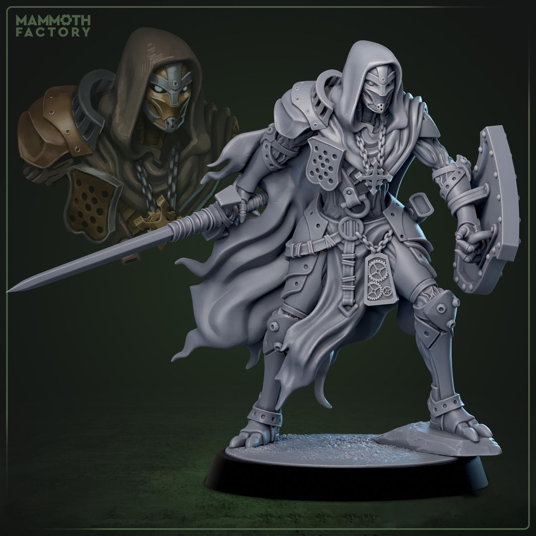 Forgeborn Templar Clockwork Knight Mechanical Paladin Fantasy Miniature for D&amp;D Pathfinder