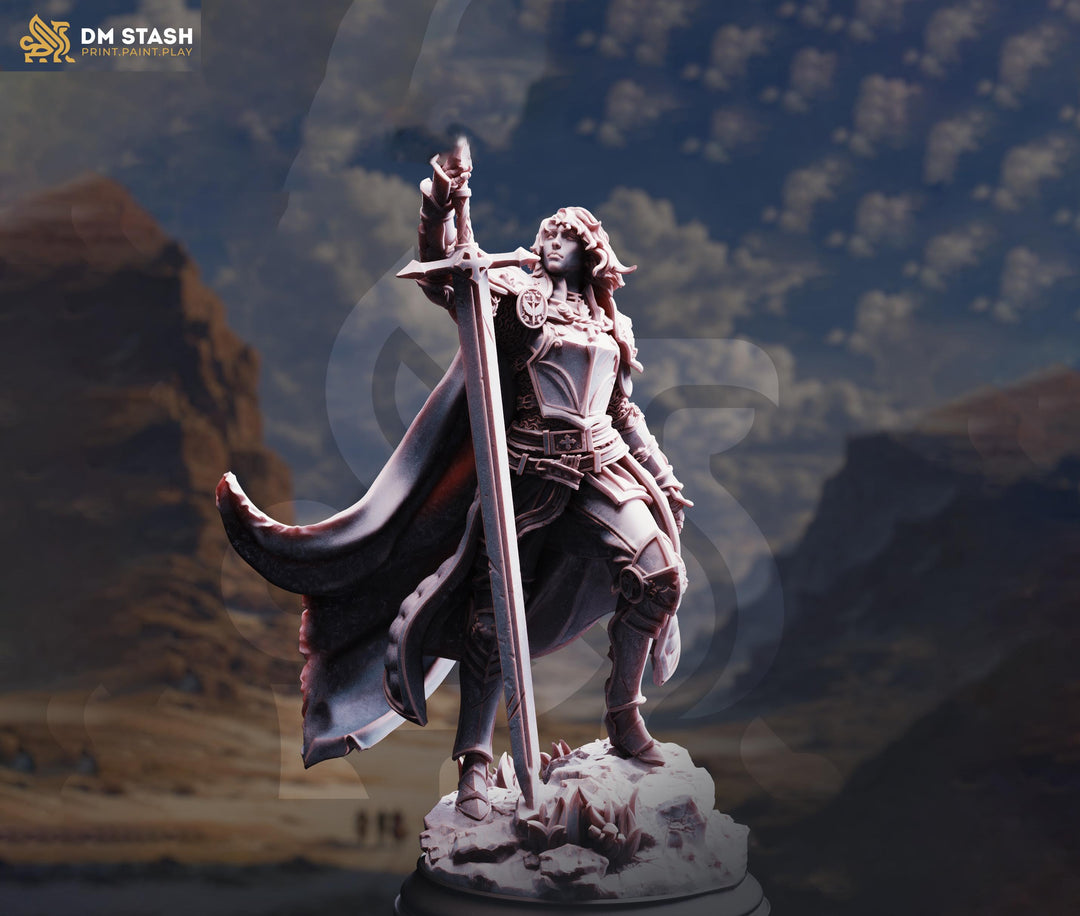 Female Paladin Oath of Devotion Ancients Vengeance Knight | 5 Scales | D&D Unpainted Miniature