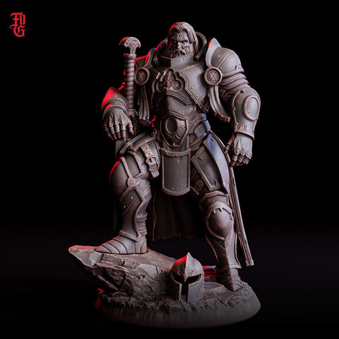 Human Paladin Fighter Greatsword Knight | Unpainted Resin Miniature | D&D 5e Hero | 5 Scales