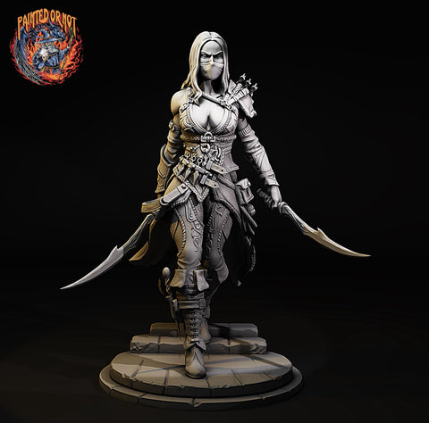 Female Human Rogue Assassin, Paintedornot Original Design UNPAINTED Mini D&D | 5 Sizes /Scales