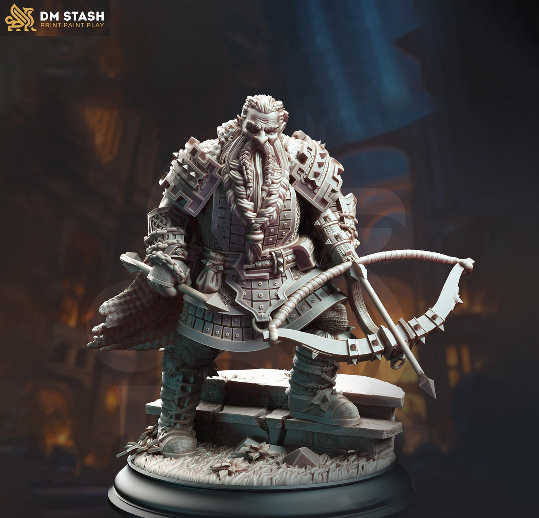 Dwarf Ranger Fighter Crossbow Expert Miniature Unpainted Resin D&D 5e Pathfinder 5 Scales Boss
