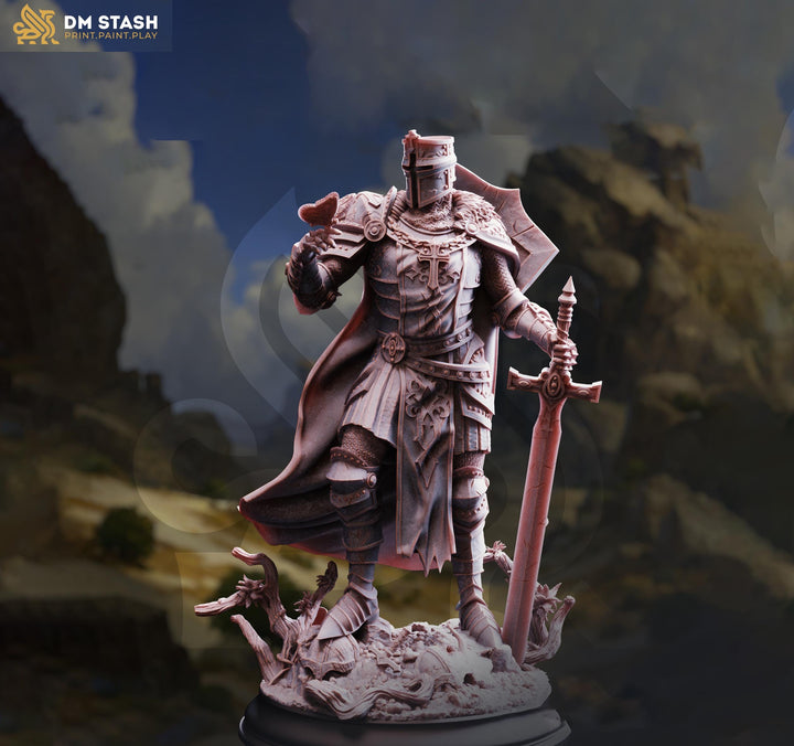 Human Fighter, Paladin, Knight PC / NPC D&amp;D 5e | Unpainted Miniature | 5 Sizes /Scales | Pathfinder
