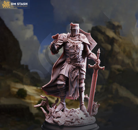 Human Fighter, Paladin, Knight PC / NPC D&D 5e | Unpainted Miniature | 5 Sizes /Scales | Pathfinder