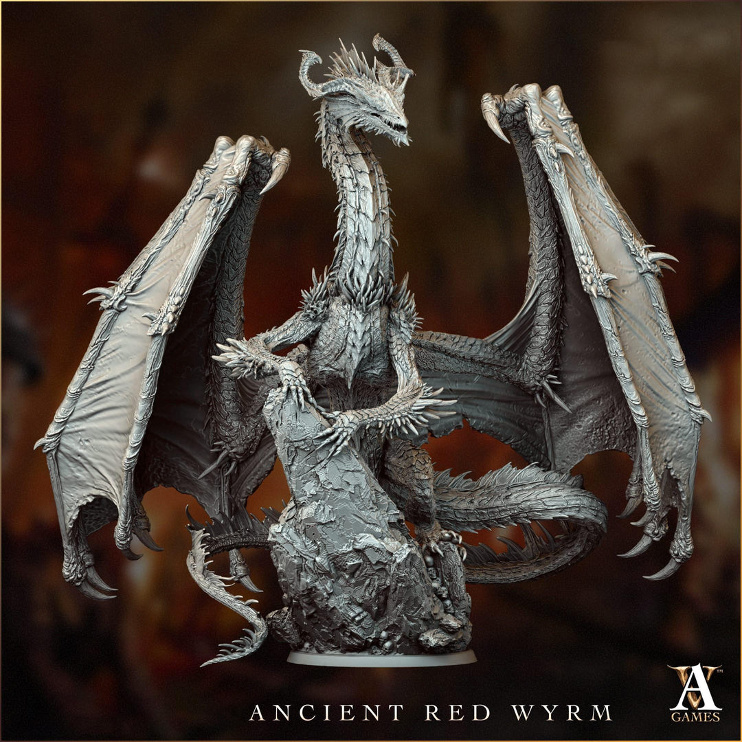 Gargantuan Ancient Red Dragon D&amp;D Miniature 235mm Wingspan Tabletop RPG Pathfinder Wyrm Figurine