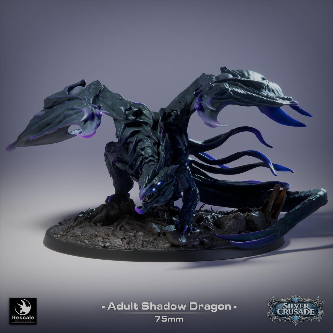 Gargantuan Shadow Dragon Miniature Multi-Scale Tabletop RPG D&amp;D 5e Pathfinder Fantasy Monster Dragon Statue
