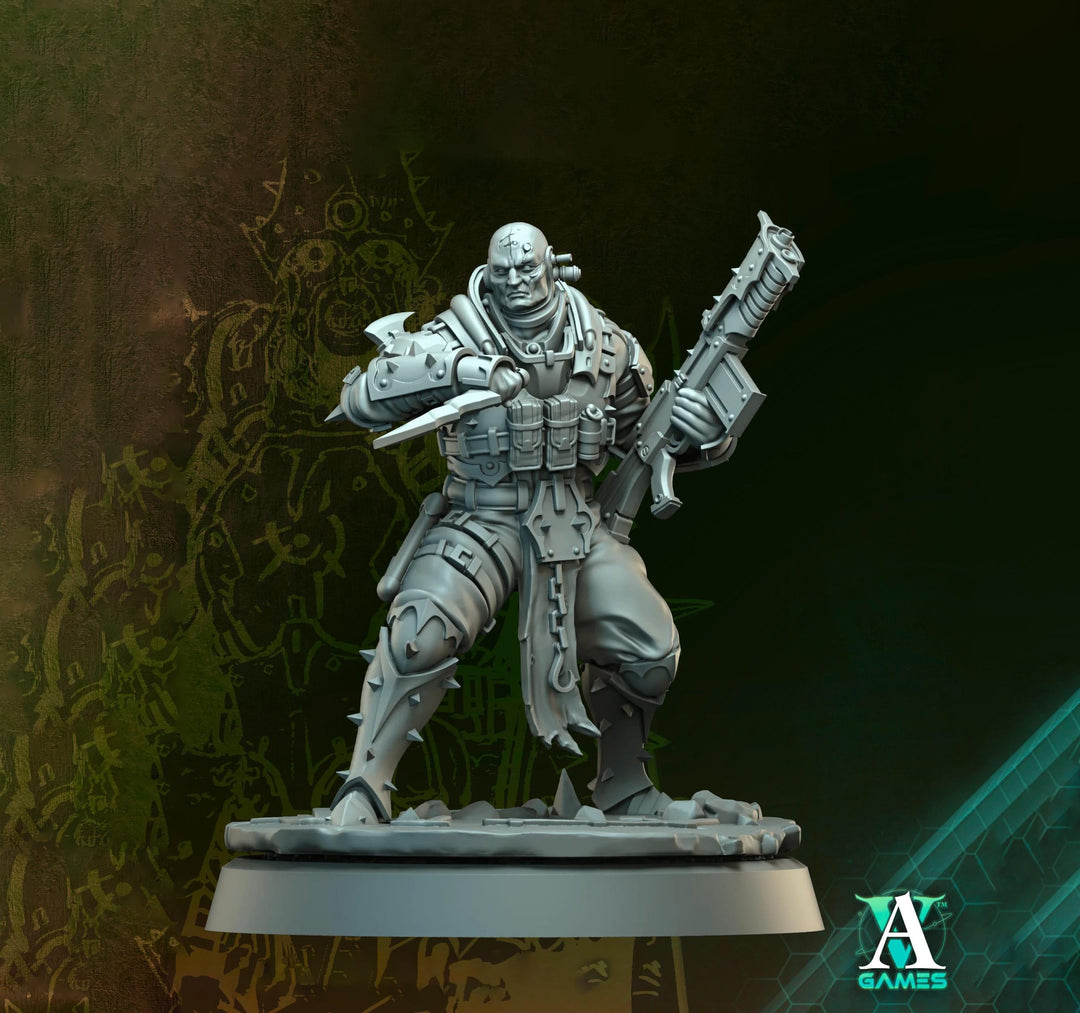 Grimdark Sci-Fi Soldier Hell Platoon Miniature, OPR Proxy, 3D Printed Tabletop Wargaming Mini