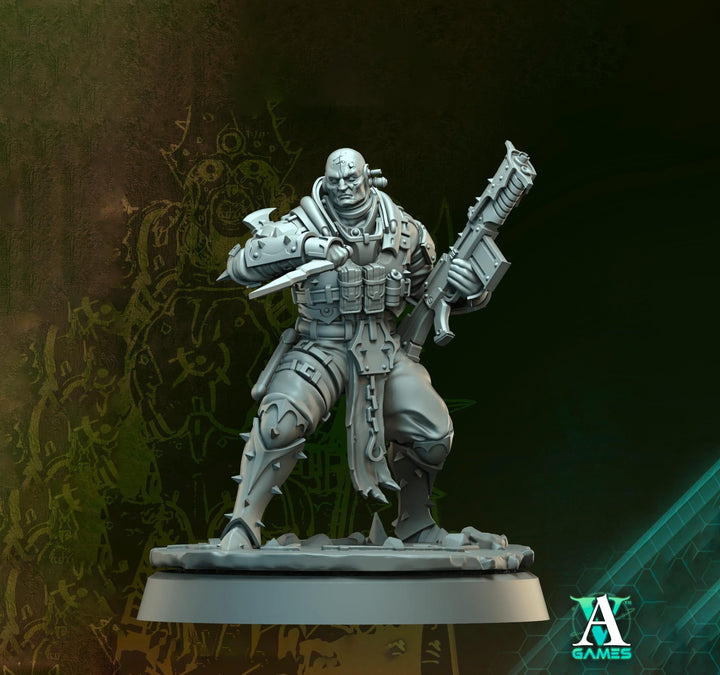 Grimdark Sci-Fi Soldier Hell Platoon Miniature, OPR Proxy, 3D Printed Tabletop Wargaming Mini