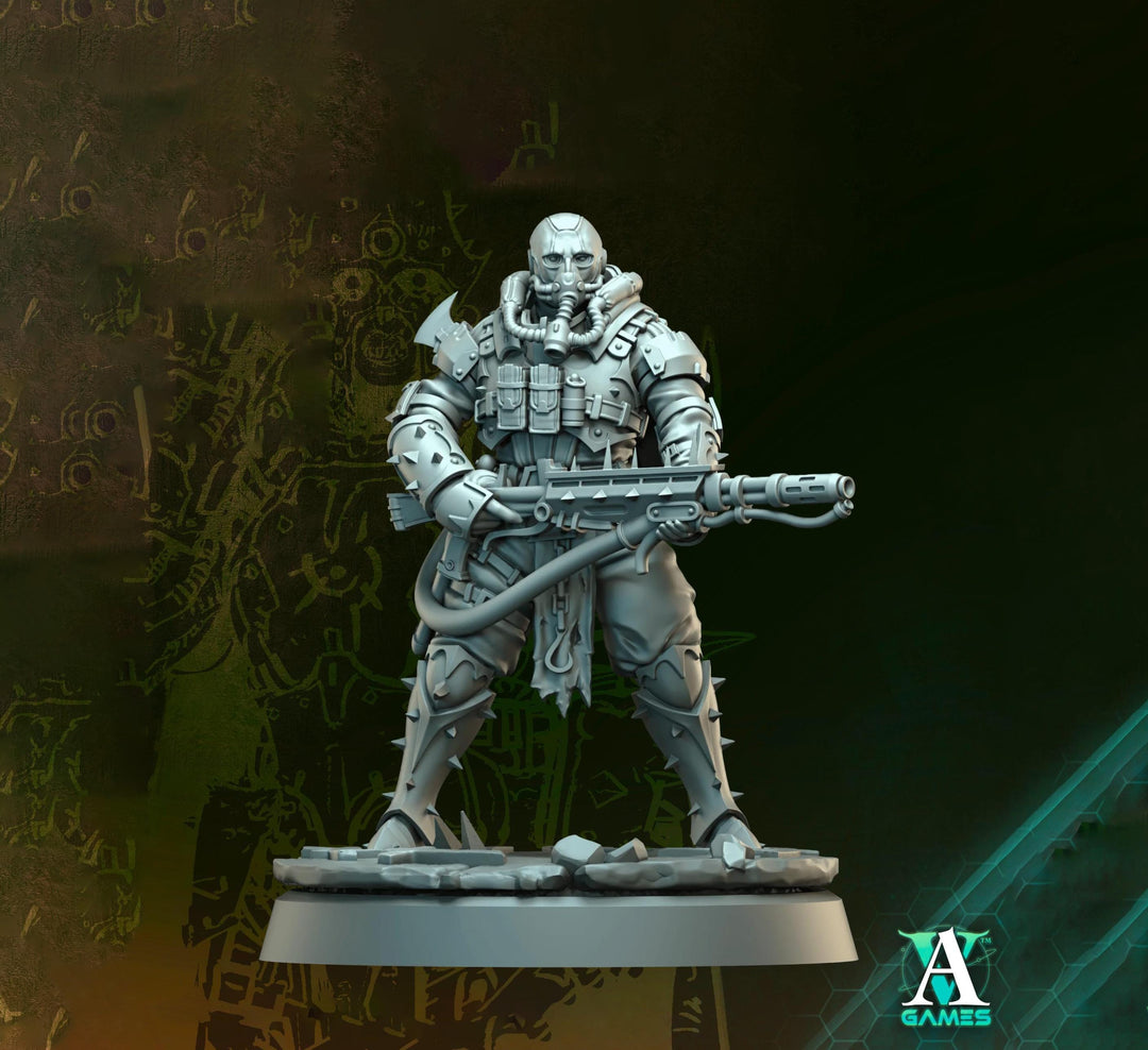 Grimdark Sci-Fi Soldier Hell Platoon Miniature, OPR Proxy, 3D Printed Tabletop Wargaming Mini