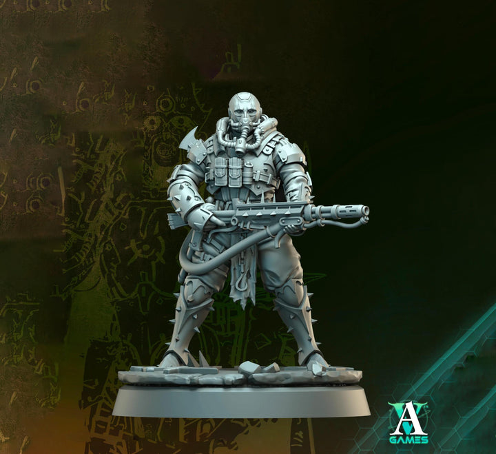 Grimdark Sci-Fi Soldier Hell Platoon Miniature, OPR Proxy, 3D Printed Tabletop Wargaming Mini
