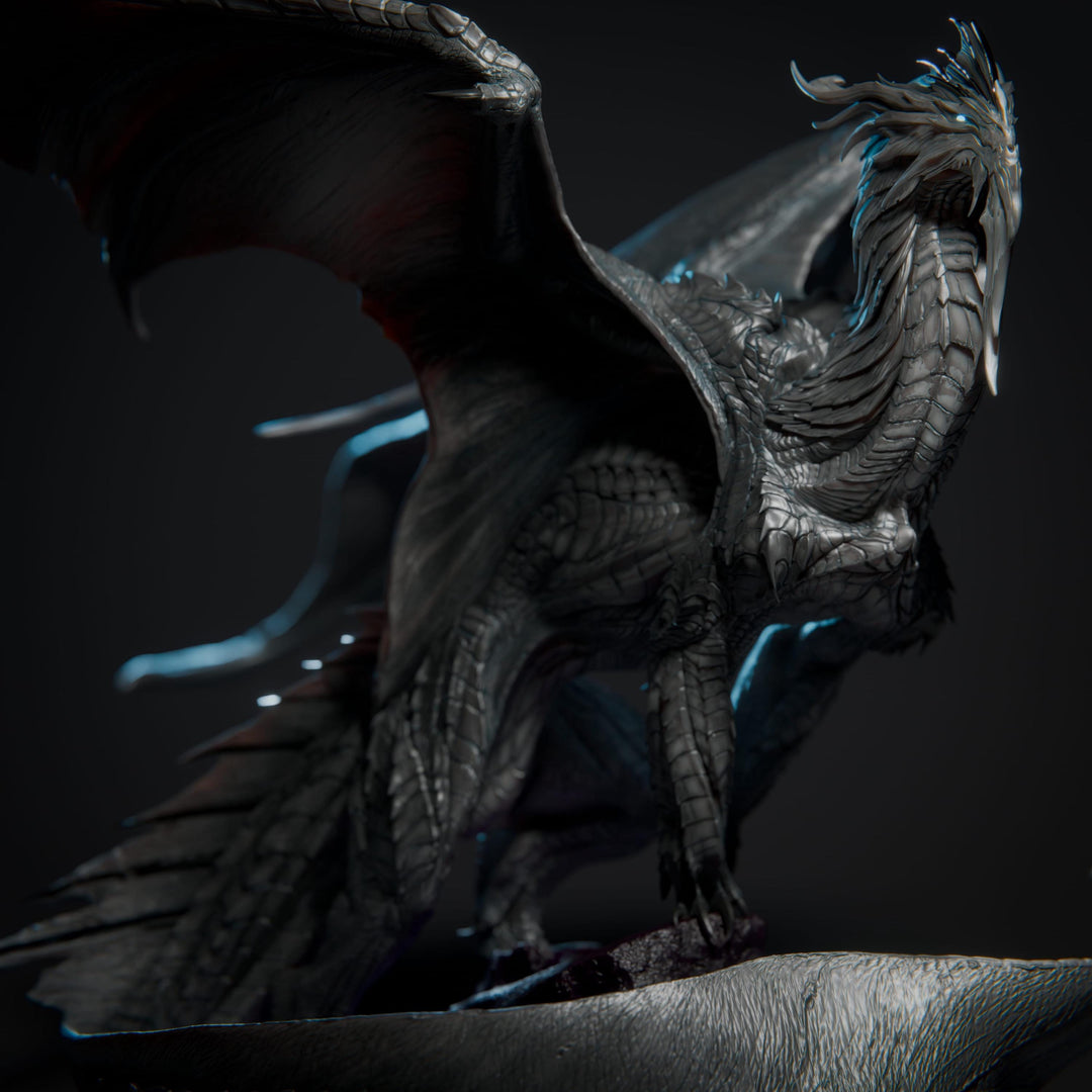 Ancient Silver Dragon Wyrm Miniature 4 Sizes Metallic DnD 5e Pathfinder Resin Unpainted