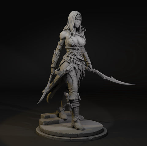Female Human Rogue Assassin, Paintedornot Original Design UNPAINTED Mini D&D | 5 Sizes /Scales