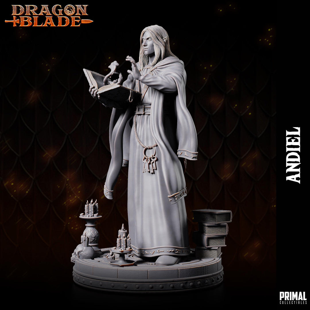 Elf Wizard Miniature UNPAINTED Resin Spellcaster Mage DnD 5e Pathfinder RPG Figurine
