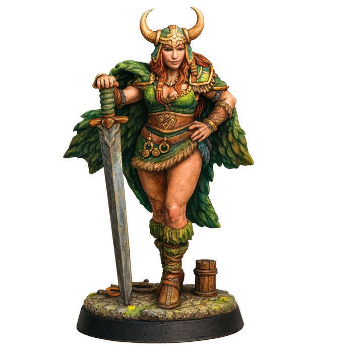 Female Viking Warrior UNPAINTED Miniature DnD 5e Barbarian Fighter Resin Figure