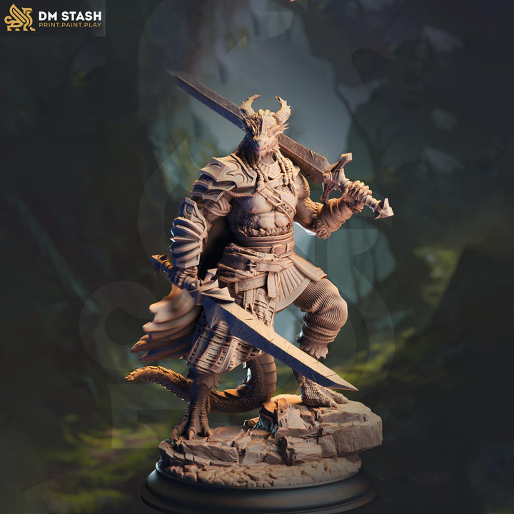 Dragonborn Barbarian UNPAINTED Miniature DnD 5e Pathfinder Player Character Resin Figure