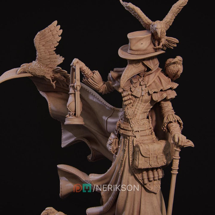 Plague Doctor Miniature – Dark Alchemist Villain with Lantern | DnD NPC Boss | Resin Tabletop RPG