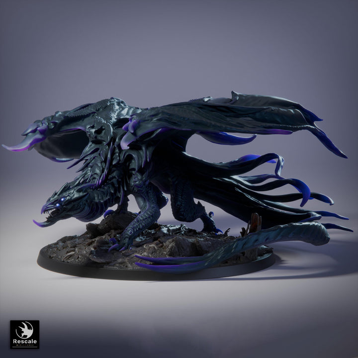 Gargantuan Shadow Dragon Miniature Multi-Scale Tabletop RPG D&amp;D 5e Pathfinder Fantasy Monster Dragon Statue