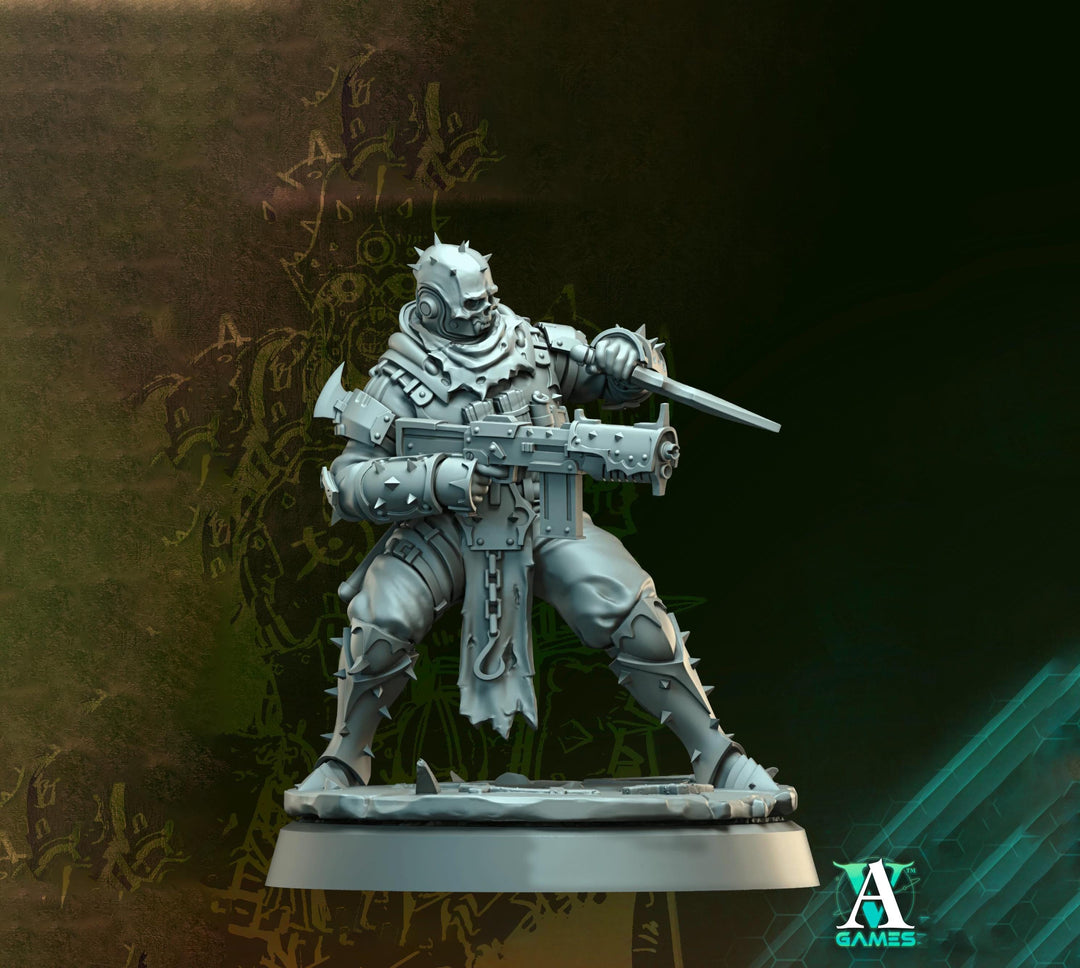 Grimdark Sci-Fi Soldier Hell Platoon Miniature, OPR Proxy, 3D Printed Tabletop Wargaming Mini